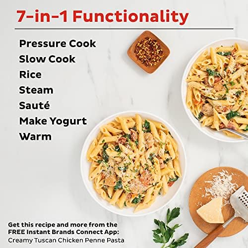 Instant Pot IP-DUO60 7-in-1 Multi-Functional Pressure Cooker, 6Qt/1000W with Instant Pot Tempered Glass Lid
