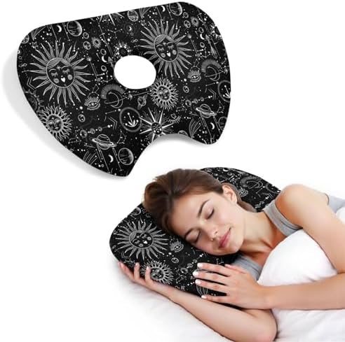 Ear Piercing Pillow for Side Sleepers Pillows with Holes for Ear Pain,Donut Pillow for Ear Side Sleeping Pillow for Adults CNH Ear Pain Relief Pressure Sores Ear Pillow with Hole in Center