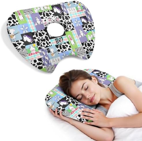 Ear Piercing Pillow with Ear Hole for Side Sleeper Relief Ear Pain,Cotton and Polyester Ear Pillows,Washable Ear Guard Pillow