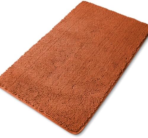 Yeaban Bathroom Runner Rug 30 x 50 Inch – Thick Chenille Long Bath Mat | Absorbent and Washable Extra Large Bath Rug Non-Slip, Plush Runner Rug for Bathroom, Shower, Sink - (Burnt Orange)