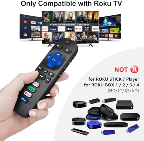 (Pack of 2) Replacement-Remote-Control for Roku-TV,Compatible for TCL Roku/Hisense Roku/Onn Roku/Philips Roku Smart TVs(Not for Stick and Box)
