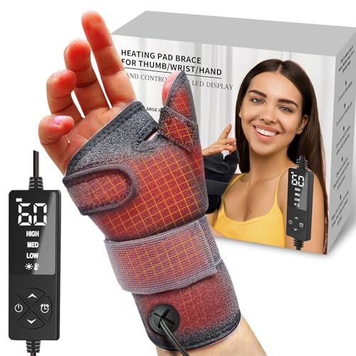 Electric Thumb & Wrist Heating Pad for Hand Arthritis with 3 Heat & 5 Timer Settings, Heated Wrist Wrap for Carpal Tunnel Syndromes, Tendonitis Left/Right Hand Pain Relief(L)