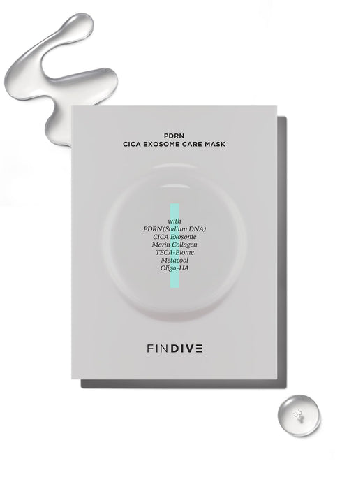 FINDIVE OFFICIAL PDRN CICA Exosome Care Mask, PDRN (Sodium DNA) 5,000ppm, Cica Exosome, Marin Collagen, Soothes, Regenerates Skin, 1.05fl.oz*8