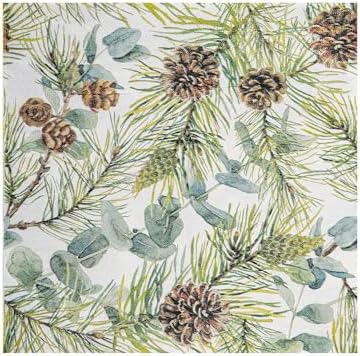 100 Christmas Party Napkins Winter Pine Branches Cones and Eucalyptus Disposable Paper Napkins Watercolor Greenery Branches Holiday Dinner Hand Towel for Party Supplies Table Decor