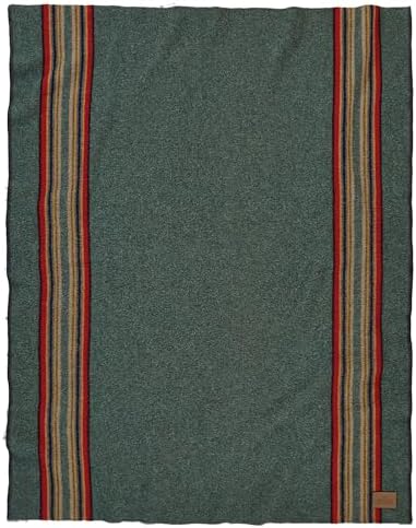 Pendleton Yakima Throw 54" x 66" - Wool Cotton, Lightweight, Soft and Durable Wool Throw for Home and Travel - Green Heather