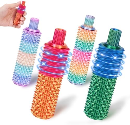 4Pcs Pain Stim Fidget Toys for Adults, 3 in 1 Little Spiky Fidget Ouchies Toys - Rotating/Spiky/Click-Press, Pain Stimming Tool Sensory Toys for Anxiety ADHD Autism Office Travel Classroom