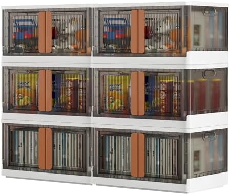 Wondersome Collapsible Storage Bins - 6-Pack of Extra-Large 19-Gallon/76-Quart Stackable Wheeled Clothing, Shoe, Bedroom, Office Organizer - Foldable Containers - Assembles in Second - US-Based Brand