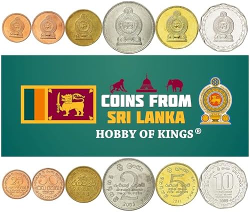 6 Coins from Sri Lanka | Sri Lankan Coin Set Collection 25 50 Cents 1 2 5 10 Rupees | Circulated 2005-2013