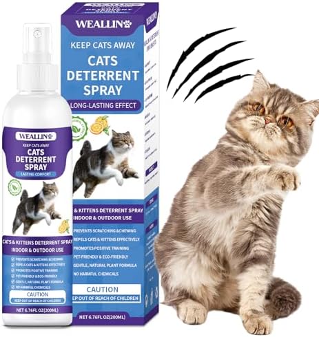 Cat Deterrent Spray, 6.76 FL Oz Natural Cat Repellent Spray Indoor & Outdoor, Anti-Scratch Training Aid for Furniture, Sofas, Rugs, Curtains, Plants - Non-Toxic, Alcohol-Free Formula