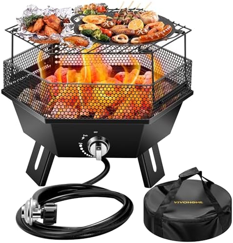 VIVOHOME Portable 58,000 BTU Propane Fire Pit, 24-Inch Smokeless Outdoor Design with Carry Bag, Tank Holder, Ideal for Patio, Backyard, Camping, Tailgating, Deck, RV
