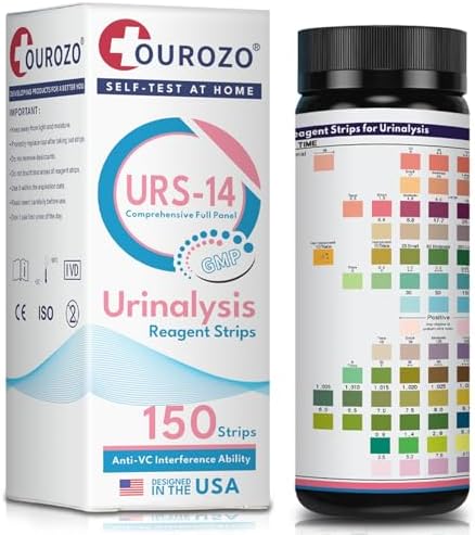 14 Parameters URS Test Strips [150 ct] for Urinalysis and Detection UTI and More, Comprehensive Test - for Men & Women at Home Use with Reliable Results in 60 sec.