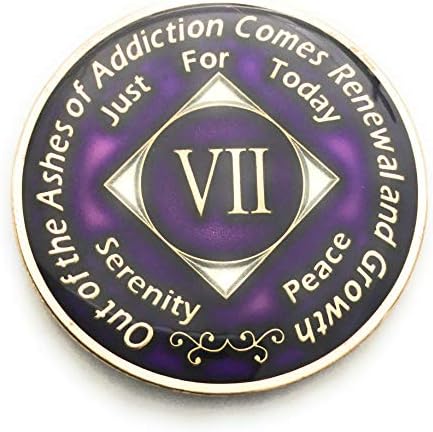 7 Year NA Deep Purple & Gold Tri Plate Medallion -Chip, Coin, Token