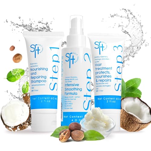 3-Step Keratin Treatment at Home & Silk Therapy for Hair (120ml),12 to 20 weeks results -Coconut,Jojoba,Rosehip,Shea Butter & Amino Acids - Keratina organica sin formol para alisar el pelo