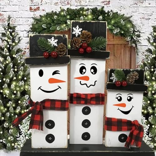 41 PCS Snowman Face Stickers for Crafts Christmas Vinyl Snowman Face Decals for Ornaments Glass Water Bottles Cup Window Wall Christmas Decorations (41Pcs Snowmen Faces)