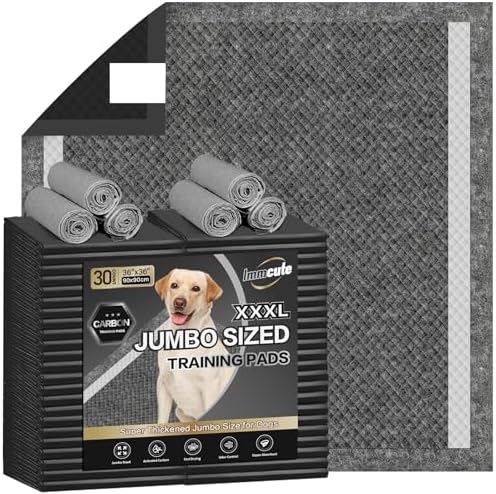 IMMCUTE Extra Large 36"X36" Charcoal Training Pads for Dogs, 30 Count, Activated Carbon Odor Control, XL Pads with Adhesive Strip