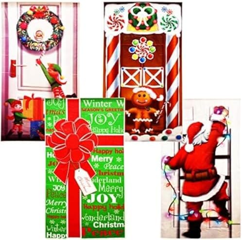 4 Pack Christmas Bathroom and Front Door Holiday Decorations and Covers