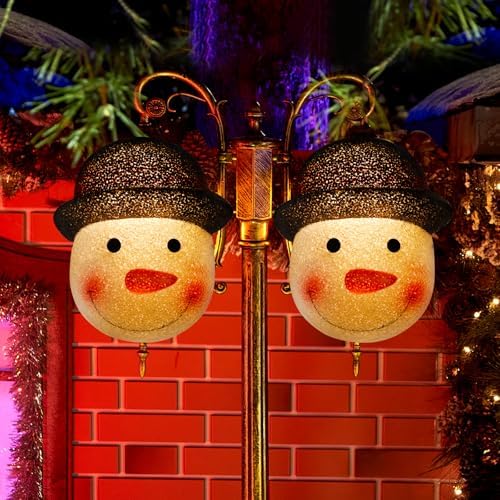 2PCS Christmas Snowman Porch Light Covers for Porch Lights, Garage Lights, Large Light Fixtures, Xmas Snowman Lamp Post Covers, Christmas Outdoor Decorations（Black）