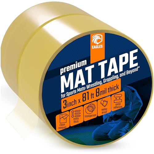 Clear Mat Tape 3 or 4 Inch, 1, 2 or 3 Pack Mat Tape for Wrestling Grappling Gymnastics Jiu Jitsu MMA Floor | Exercise Roll Out Mats Foam Tiles | Home Mats & Gym Floor Tape (2, 3 Inch)