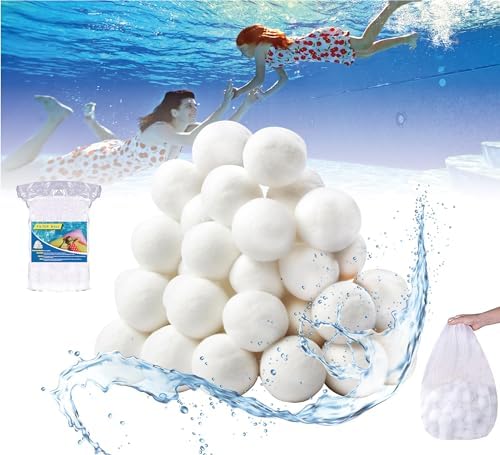 4.62lbs Pool Filter Balls for Sand Filter Pump, Eco-Friendly Reusable Pool Sand Filter Balls for Swimming Pools - Equals 150lbs Pool Filter Sand
