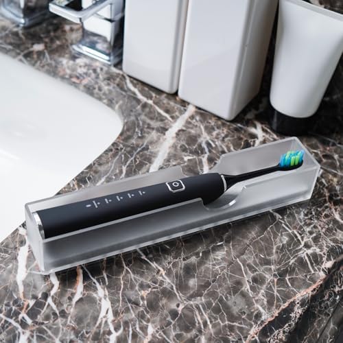 Acrylic Electric Toothbrush Holder with Diatomite Drying Stone, Bathroom Drawer Organizer with Drainage Hole for Tooth Brush, Compatible with Philips, Oral-B