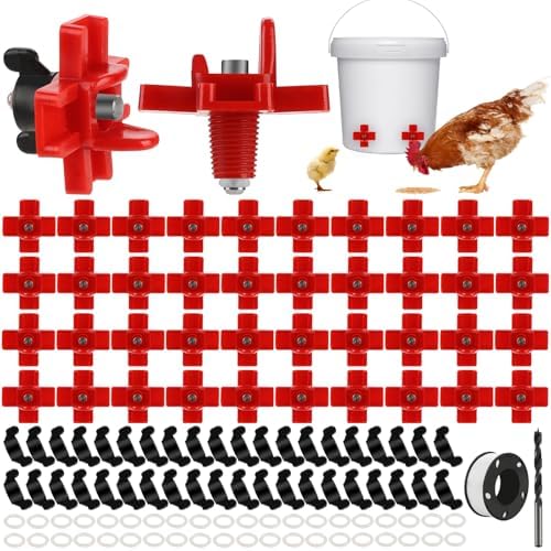 Chicken Water Nipples 40 Pack Automatic Poultry Nipples Horizontal Side Mount Nipples Drinker Non Leak Chicken Waterer for Bucket Chicken Feeders Chicken Coop Outdoor