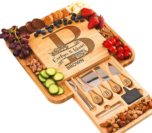Personalized Charcuterie Board Gifts Set, Custom Large Cheese Board, Charcuterie Board for Wedding, Anniversary, Birthday, Housewarming, Engagement, Party, New Home Gift Couple, Fathers Day, Christmas