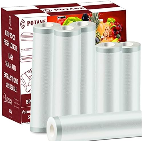 6 Pack 11"x20'(3Rolls) and 8"x20' (3Rolls)Thickened Vacuum Sealer Bags , Smell-Proof, Puncture Prevention, Heavy duty for POTANE, Food Saver, Great for Vacuum storage,Meal Prep or Sous Vide