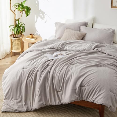 Bedsure Queen Comforter Set - Taupe Soft Bedding for All Seasons, Cationic Dyed Bed Set, 3 Pieces, 1 Queen Size Comforter (90"x90") and 2 Pillow Shams (20"x26"+2")