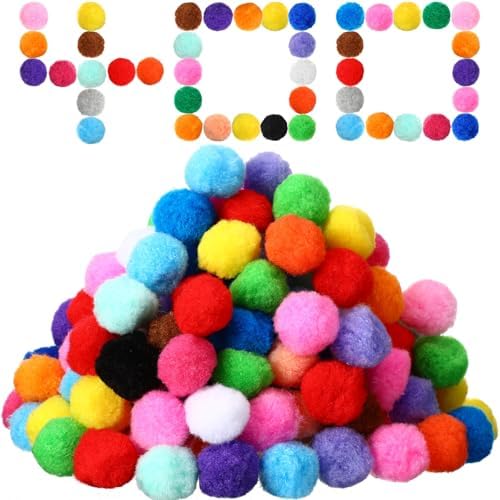 400 Pcs Multicolor Pom Poms for Crafts 1.5 Inch Fuzzy Craft Pompoms Balls for Family Classroom DIY Creative Christmas Decorations