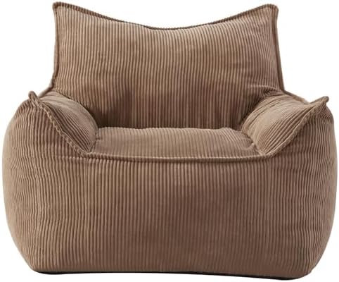 Giant Bean Bag Chair Sofa for Adults Teens, Comfy Corduroy Large Bean Bag Chairs with Armrests for Bedroom Living Room, Adult BeanBag Lazy Sofa Couch Chairs with Filler Included