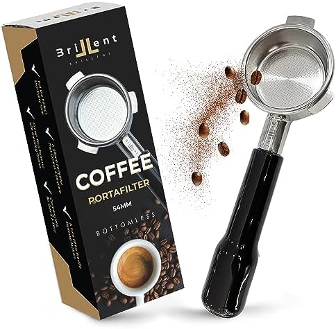 54mm Bottomless Portafilter Breville Compatible - Replaces Bottomless Portafilter 54mm Breville Barista Express, Touch, Impress, Pro, Breville Bambino Plus – Double Shot Basket - Black Handle