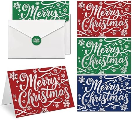 30pcs Christmas Cards With Envelopes, Stocking Stuffers for Adults,Christmas Cards with Envelopes & Stickers,4 x 6 Inch,Holiday Greeting Card Set,Xmas Gift Bags