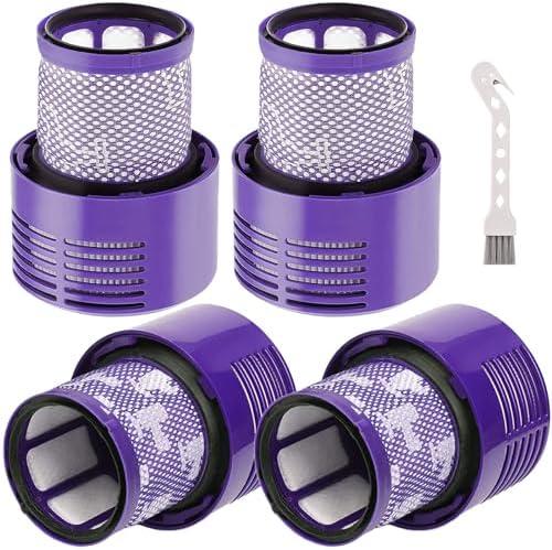 4 Pack V10 Filters Replacement Parts Compatible with Dyson V10 Cyclone Series, Cyclone V10 Absolute, Cyclone V10 Animal, V10 Total Clean, SV12, Replace Part No. 969082-01