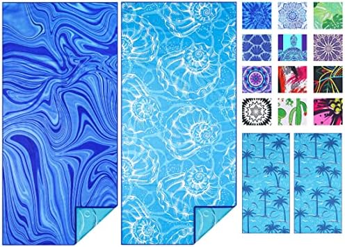 2 Pack Microfiber Thin Beach Towel Lightweight 71x32 Oversized Extra Large Sand Free Towels Quick Dry for Travel Pool Yoga Gym Sports Beach Accessories Vacation Essential Gift