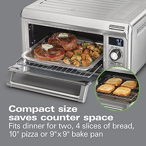 Hamilton Beach Professional Sure-Crisp Digital Air Fryer Toaster Oven Combo with 6-in-1 Functionality, 1500 Watts, 10-inch Pizza / 4 Slice Capacity, Stainless Steel (31241)