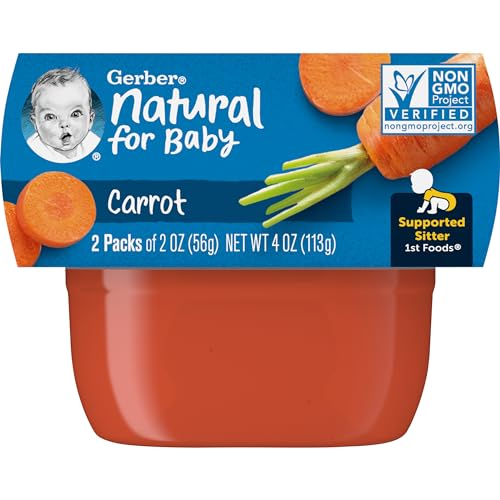 Gerber 1st Foods Baby Food, Carrot Puree, Natural & Non-GMO, 2 Oz - 2 Count (Pack of 8)