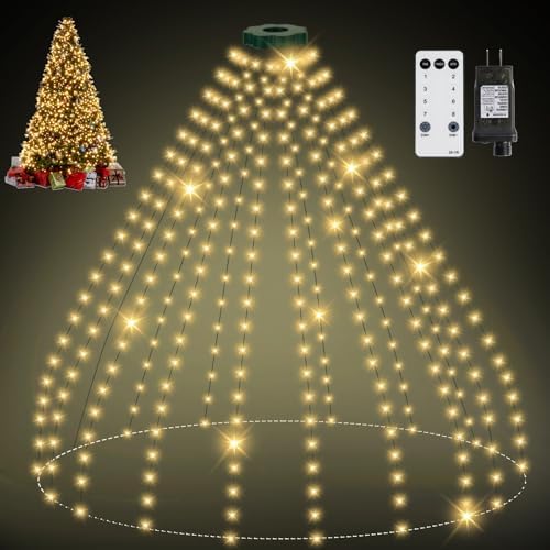 Christmas Tree Lights, 400 LED 8.2Ftx16 Line String Lights Plug in, Cascading Twinkle Lights for Xmas Tree with Timer Memory Function 8 Modes for Indoor Outdoor Wedding Party Decoration (Warm White)﻿