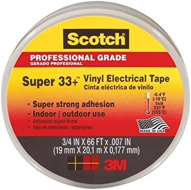 3M Scotch Super 33+ Vinyl Electrical Tape, .75-Inch by 66-Feet, 4-PACK