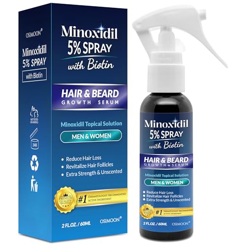 Minoxidil for Men Hair Regrowth, 5% Minoxidil for Women Hair Growth, Minoxidil 5 Percent Hair Growth Spray, Minoxidil 5% Beard Growth, Hair Growth Serum, Hair Loss Treatments for Women and Men (60ml)