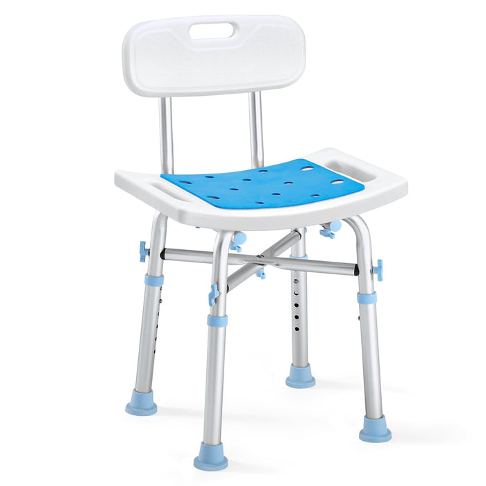 OasisSpace Heavy Duty Shower Chair with Back 500lb, EVA Padded Bath Seat with Height Adjustable Tube- Medical Tool Free Anti-Slip Shower Bench Bathtub Stool for Elderly, Senior, Handicap & Disabled