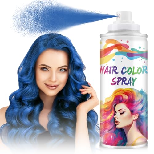 Temporary Hair Color Spray, Blue One-Time Use Hair Color Dye for Women and Kids, Disposable Natural Hair Strong Style Hair Dye-On 1-Day Washable for Cosplay Party DIY,Christmas Party, Halloween (Blue)