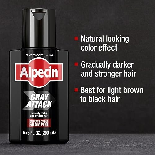 Alpecin Gray Attack Caffeine & Color Shampoo, 6.76 Fl Oz