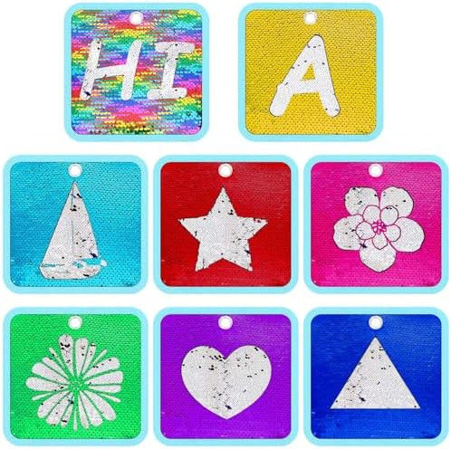 8 Pieces Sensory Mats Assorted Tactile Wall Panel 8" Sequin Flip Fabric Sensory Tiles Pads Play Mat Educational Fabric for Tactile Play