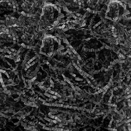 Crinkle Cut Paper Shred Filler,1 LB Black Shredded Paper for Gift Boxes Bags Basket Filler Decoration,Grass Cushion Paper Streamer Stuffing for Christmas,Thanksgiving,Mother's Day Gift Wrapping