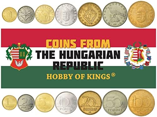 7 Coins from Hungary | Hungarian Coin Set Collection 1 2 5 10 20 50 100 Forint | Circulated 1992-2011| Great Egret | Saker Falcon | Jersey Lily | Iris Variegata
