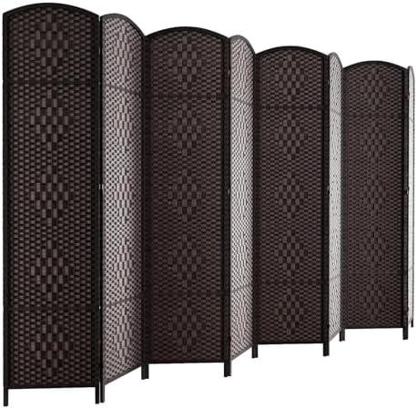 Room Divider for Space Separation, Room Dividers and Folding Privacy Screens, 6ft Wall Partitions, Privacy Screen, 16in Folding Panel Separation 8 Panel, Dark Mocha