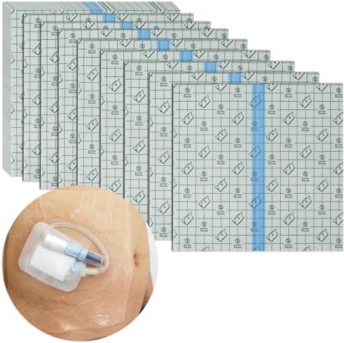 8"x8" Waterproof Dialysis Catheter Shower Cover Chest Port Shield Protector for Central Line G Feeding Tubes Transparent Wound Dressing, Pack of 50