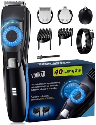 40 Precisions Electric Beard Trimmer for Men, Mens Grooming Trimmer for Beard, Mustache, Face and Ear Hair, Multi-Series Clipper, Waterproof, USB C Charging, Soft Pouch (Blue + Black)