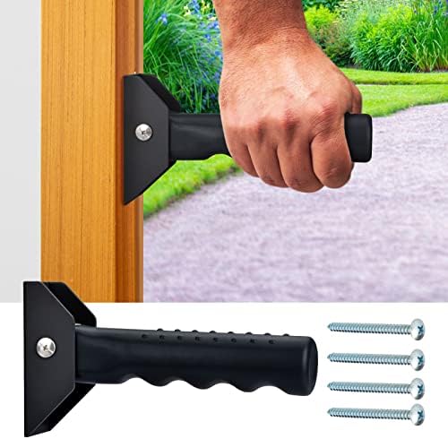 Flip Up Grab Bar for Doorway/Stairs Safety Assist Handles for Elderly Non-Slip Grip Bar Great for Seniors, Elderly, Disabled, Handicap and Injured People - Suitable for Wood Door (Black)