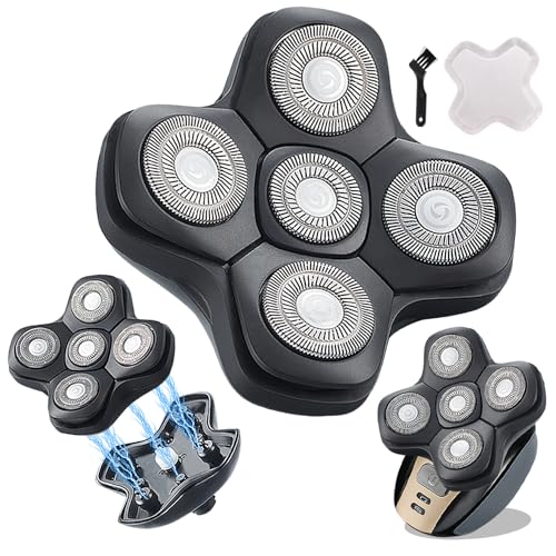 5D Floating Replacement Shaver Heads for Bald Men Universal Sharp Blades Head shavers for Rotary Electric Shavers (5D Black)